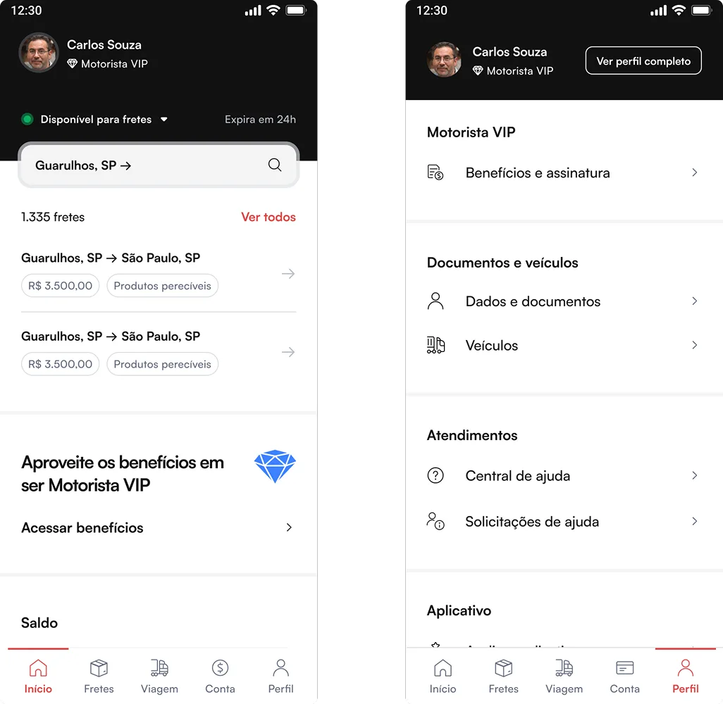 Fluxo de conversão do motorista free para assinante VIP